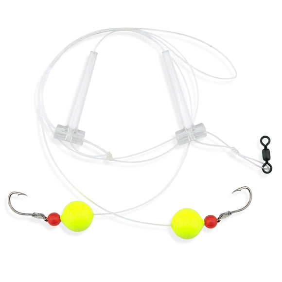Aqua-Clear KF-4 Hi/Lo Kingfish/Spot/Perch #4 Black Nickel Octopus Hooks w/Chartreuse Floats Rig