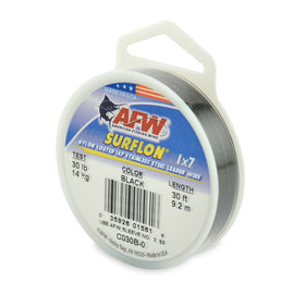 AFW Surflon 1x7 Nylon Coated Stainless Steel Leader Wire - Black