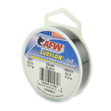 AFW Surflon 1x7 Nylon Coated Stainless Steel Leader Wire - Black