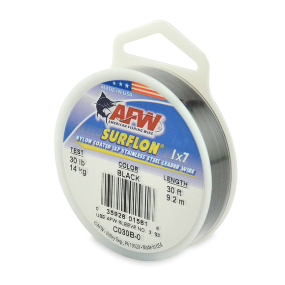 AFW Surflon 1x7 Nylon Coated Stainless Steel Leader Wire - Black