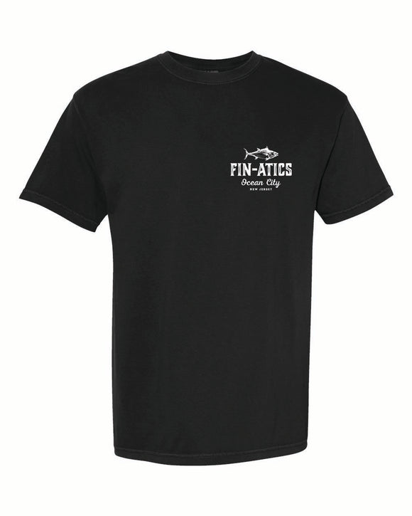 Fin-atics Lat/Lon w/Tuna Garment Dyed Black Short Sleeve T-Shirt