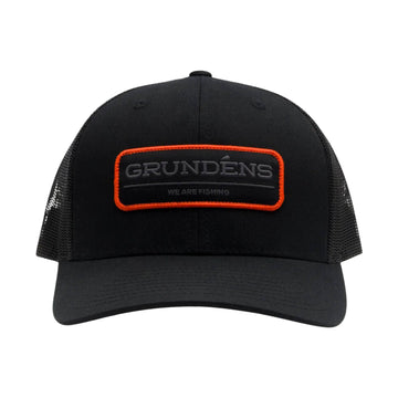Buy solid-black Grundens We Are Fishing Trucker Hat