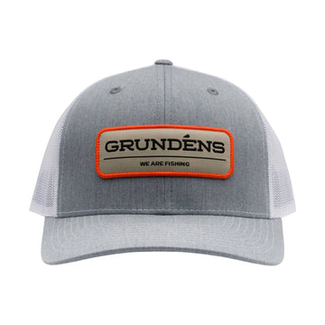 Buy heather-grey-white Grundens We Are Fishing Trucker Hat