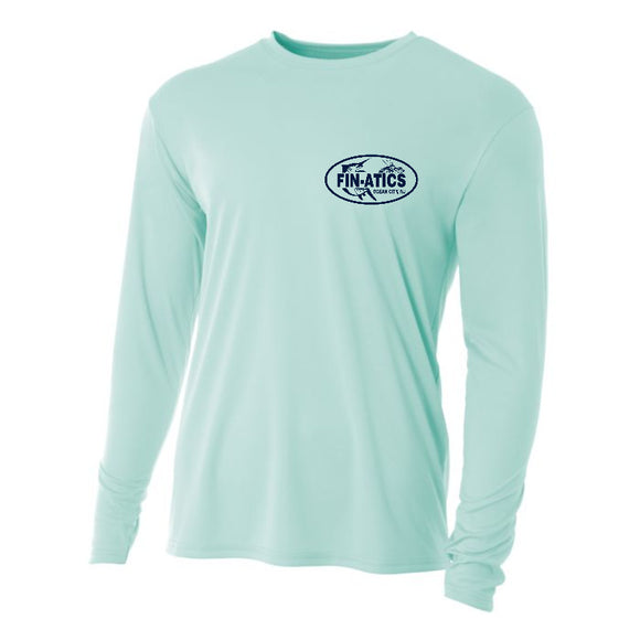 Fin-atics Crab Catch Mens LS Performance T-Shirt - Pastel Mint