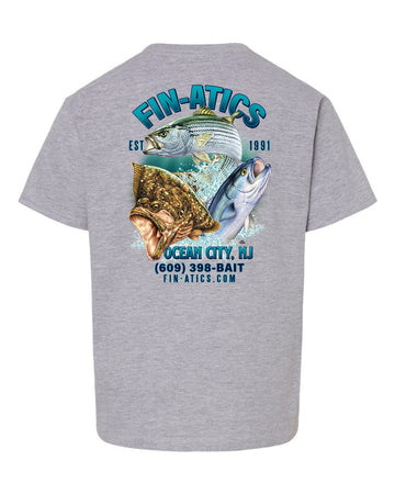 Fin-atics NJ Fish Collage Youth T-Shirt - Sport Grey