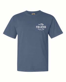Fin-atics Lat/Lon w/Tuna Garment Dyed Blue Jean Short Sleeve T-Shirt - 0