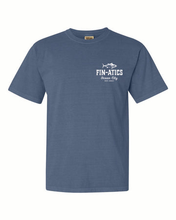 Fin-atics Lat/Lon w/Tuna Garment Dyed Blue Jean Short Sleeve T-Shirt - 0