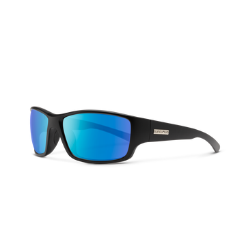 Suncloud Hull - Matte Black Frame Polarized Sunglasses Blue Mirror Lens - 0