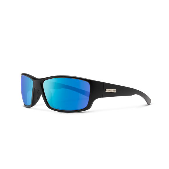 Suncloud Hull - Matte Black Frame Polarized Sunglasses Blue Mirror Lens
