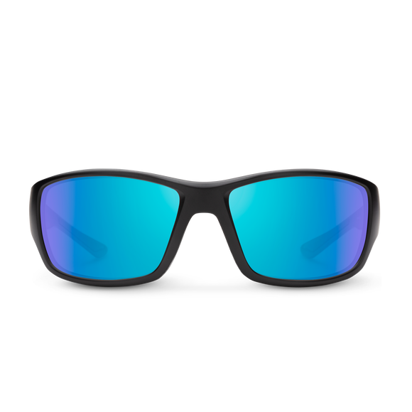 Suncloud Hull - Matte Black Frame Polarized Sunglasses Blue Mirror Lens