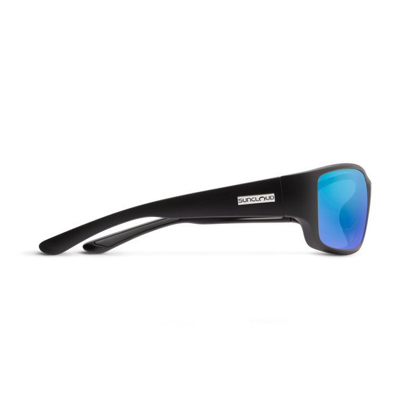 Suncloud Hull - Matte Black Frame Polarized Sunglasses Blue Mirror Lens