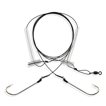 Aqua-Clear Hi-Lo Bluefish Wire Rig, Bluefish / Striped Bass / Drum Fish, 3/0 Nickel Hooks, 45 lb Surflon Black Wire