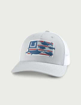 Huk Trophy Flag Trucker Hat - Harbor Mist