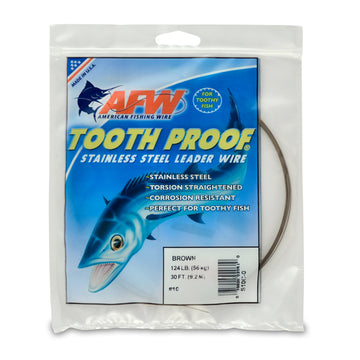AFW Tooth Proof Stainless Steel Single Strand Leader Wire 30ft Coil - Camo Brown
