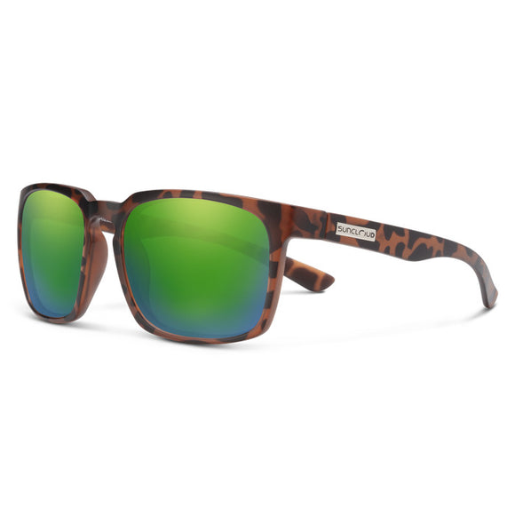 Suncloud Hundo - Matte Tortoise Frame Polarized Sunglasses Green Mirror Lens