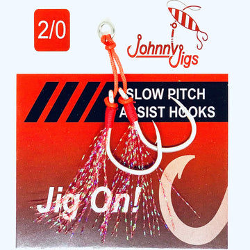 Johnny Jigs Feathered Twin Assist Hooks - 0