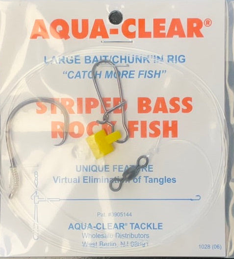 Aqua-Clear Striped Bass Chunk Bait Circle Hook Rigs w/Fish Finder