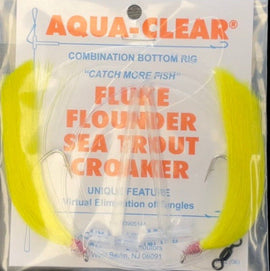 Aqua-Clear Hi-Lo Solid Color Flounder/Fluke/Weakfish/Croaker Rig w/ 3/0 Nickel Octopus Hooks