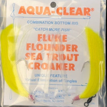 Buy fw-1ey-yellow Aqua-Clear Hi-Lo Solid Color Flounder/Fluke/Weakfish/Croaker Rig w/ 3/0 Nickel Octopus Hooks