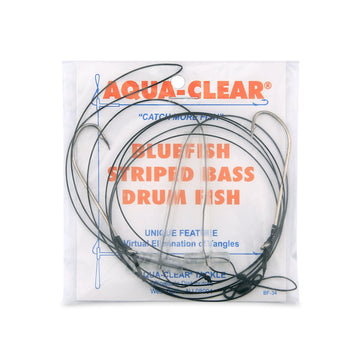 Aqua-Clear Hi-Lo Bluefish Wire Rig, Bluefish / Striped Bass / Drum Fish, 3/0 Nickel Hooks, 45 lb Surflon Black Wire - 0