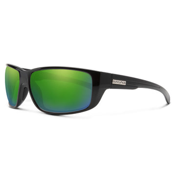Suncloud Milestone - Black Frame Polarized Sunglasses Green Mirror Lens