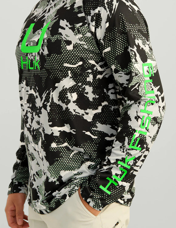 Huk KC Print Icon Performance Crew - Black