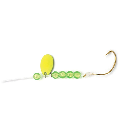 Sea Striker Snelled Wide Gap Hook Chartreuse Beads & Spinner w/12" Leader S409C