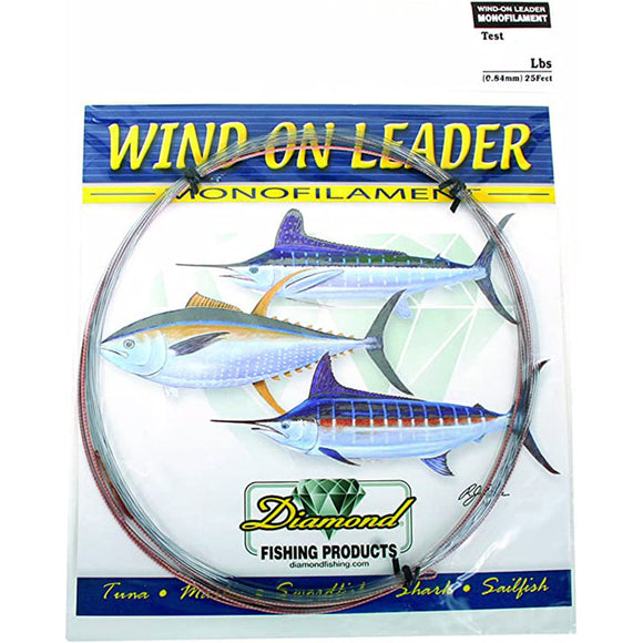Diamond Monofilament Wind On Leader 25ft Smoke Blue