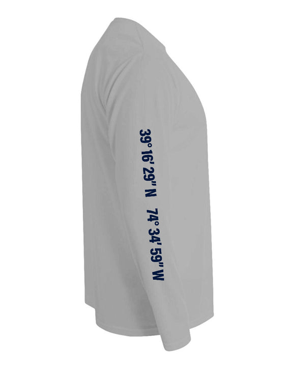 Fin-atics NJ Fish Collage Mens LS Performance T-Shirt - Silver