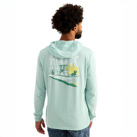 Huk Boat Lab Hoodie Tee - Heron Blue