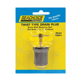 SeaChoice Drain Plug 1" T-Handle Brass w/Neoprene Seal