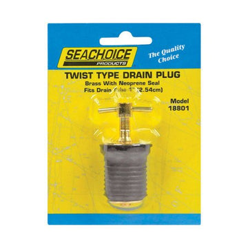 SeaChoice Drain Plug 1" T-Handle Brass w/Neoprene Seal
