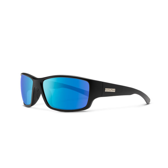 Suncloud Hull - Matte Black Frame Polarized Sunglasses Blue Mirror Lens