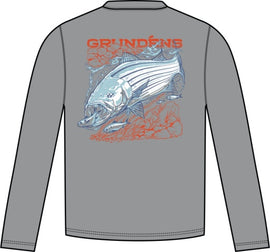 Grundens Striped Bass LS Tech T-Shirt - Steel Grey