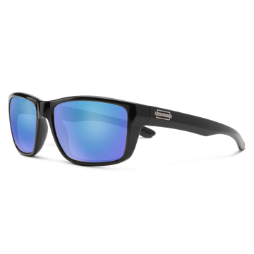 Suncloud Mayor - Black Frame Polarized Sunglasses Blue Mirror Lens - 0