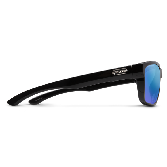 Suncloud Mayor - Black Frame Polarized Sunglasses Blue Mirror Lens