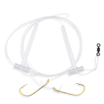 Aqua-Clear FW-1 Hi-Lo Plain Flounder/Fluke/Weakfish/Croaker Rig w/ 2/0 Gold Beak Hooks