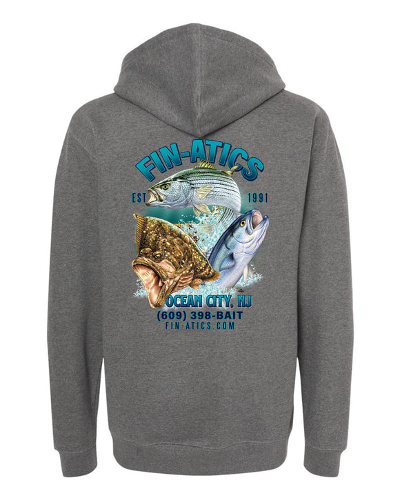 Fin-atics NJ Fish Collage Unisex Hooded Sweatshirt - Gunmetal Heather