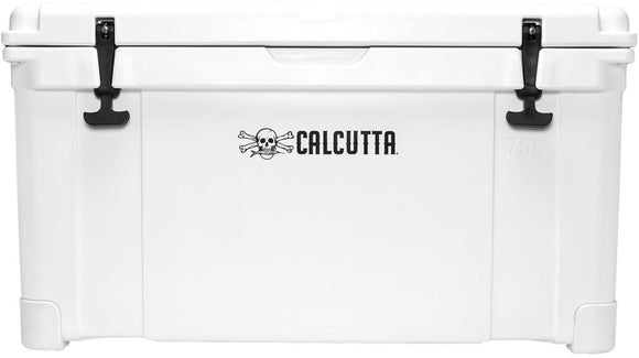 Calcutta Renegade Cooler 75 Liter White w/Removeable Tray Divider & LED Drain Plug, EZ-Lift Rope Handle