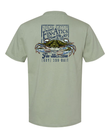 Fin-atics Crab Catch Mens T-Shirt - Sage