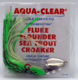 Aqua-Clear Fluke/Weakfish 3/0 Single Nickel Wide Gap Hook w/Squid Skirt & Spinner Rig
