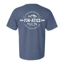 Fin-atics Lat/Lon w/Tuna Garment Dyed Blue Jean Short Sleeve T-Shirt