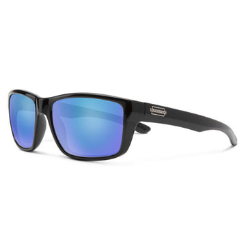 Suncloud Mayor - Black Frame Polarized Sunglasses Blue Mirror Lens