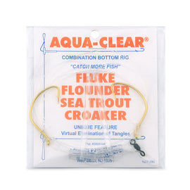 Aqua-Clear FW-1A Hi-Lo Plain Flounder/Fluke/Weakfish/Croaker Rig w/ 2/0 Gold Wide Gap Hooks - 0