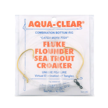 Aqua-Clear FW-1A Hi-Lo Plain Flounder/Fluke/Weakfish/Croaker Rig w/ 2/0 Gold Wide Gap Hooks - 0
