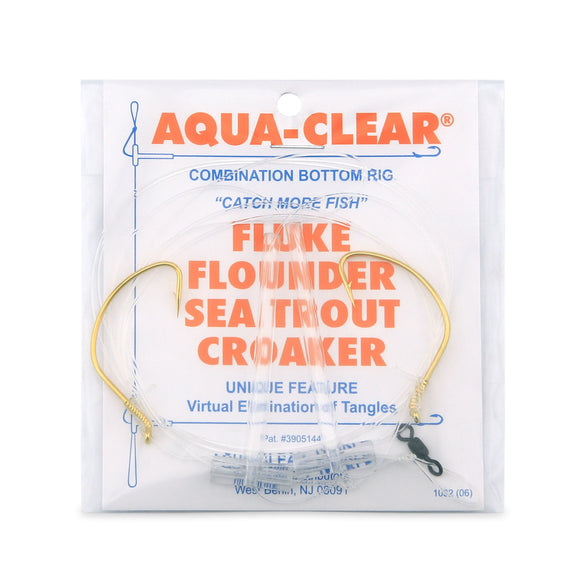 Aqua-Clear FW-1A Hi-Lo Plain Flounder/Fluke/Weakfish/Croaker Rig w/ 2/0 Gold Wide Gap Hooks