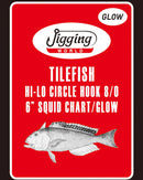 Jigging World Tilefish Hi-Lo Circle Hook 8/0 - 6" Glow Squid Rigs-1