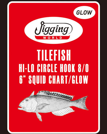 Jigging World Tilefish Hi-Lo Circle Hook 8/0 - 6" Glow Squid Rigs