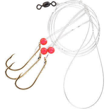 TideRite R466 3-Drop Hi-Lo Sea Bass Rig w/Gold Baitholder Hooks & Red Beads - 0