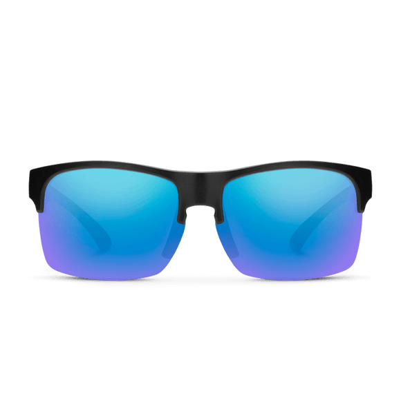Suncloud Rambler Lite - Matte Black Frame Polarized Sunglasses Blue Mirror Lens